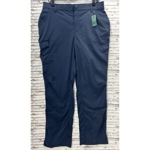 LL Bean Pants Womens Medium Navy Blue Tropicwear Straight Fit Nylon Cargo NEW